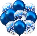 5 BLUE BALLOON AND 5 BLUE CONFETTI FILLED BALLOONS ( PACK OF 10 LATEX BALLOONS ). 