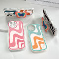 BILI for Realme 3 Back Cover With Free Ring Holder Multicolor Wavy Soft Transparent Colorful Wavy Phone Cases. 