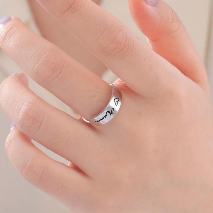 Lemegeton Personalized Ring for Women Men Customized Stainless Steel Engrave Name Logo Rings Silve Color Anniversary Jewelry