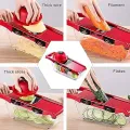 10 in 1 Mandoline Slicer Vegetable Cutter | Multifunctional Stainless Steel Blade Chopper, Potato Peeler, Carrot & Cheese Grater, Dicer Kitchen Tool with Storage Box – Pink. 
