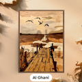 Golden Paths and Dreamy Docks: A Journey in Art 🏙️✨| Size 12x18 inches | Modern Design | 2 piece Design| Painting and Wall decor | Al Ghani. 