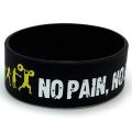 1PC New Style No Pain No Gain Silicone Wristband Wide Band Motto Rubber Bracelets Bangles Armband Gift For Men. 
