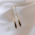 Enamel Water drop earrings Unique Water drop Luxury Chain tassel pendant earrings Chain tassel Black Ear piercing jewelry for Party Wedding Casual Gift Trendy accessories. 