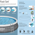 15 Ft Bestway Inflatable Fast Set Swimming Pool With Filter For Kids & Family Inflatable Solid Sidewall Large Swimming Pool With Vinyl Deep 42 Inch Depth Water Splash Fun Party Game Indoor & Outdoor Picnic With Family Fast, Easy & Simple 57372. 