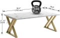 Coffee Table Living Room Table White Center Table, Simple Modern Faux Marble Rectangular Tea Table with Sturdy Gold-Finished Metal Frame,Industrial Wooden Coffee Table for Bedroom Home Office Visit the Wolawu Store. 