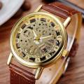 Skeleton Double Sided Glass Watch for Men / Women / Girls / Boys - Mens Leather Watches. 