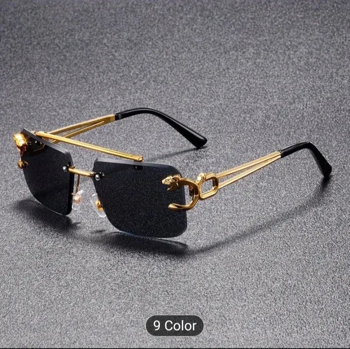 Luxury%20Rimless%20Sunglasses%20for%20Men%20%E2%80%93%20Gold%20Metal%20Frame%20with%20Panther%20Side%20Design,%20Square%20Stylish%20Shades,%20Premium%20Fashion%20Eyewear%20-%20Image%205