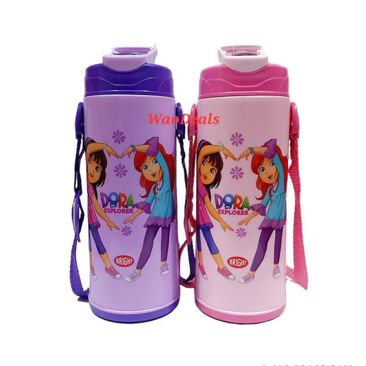 The Ultimate Dora Girls Characters School Water Bottle: Stay Hydrated and Cool, Bright Rite Cool Sports Water Bottle Perfect for School Kids Plastic Thermo Insulated, Flip-Up Lid, Nozzle Straw 600ml