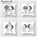 Fuwatacchi Cute Couples Pillow Case Romantic Lover Pillow Cover Home Sofa Decor Valentine's Day Gift Sweet Love Cushion Cover. 