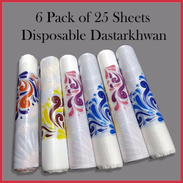 6 Pack - Dastarkhwan Disposable (20-25 Sufra/Pack) - Dastarkhwan Plastic - Dastarkhwan Sheet Plastic Disposable -Disposable Dastarkhwan - Disposable Dastarkhwan Plastic - Disposable Dastarkhwan Roll - Disposable Dastarkhwan Sheets - Sufra Dastarkhwan