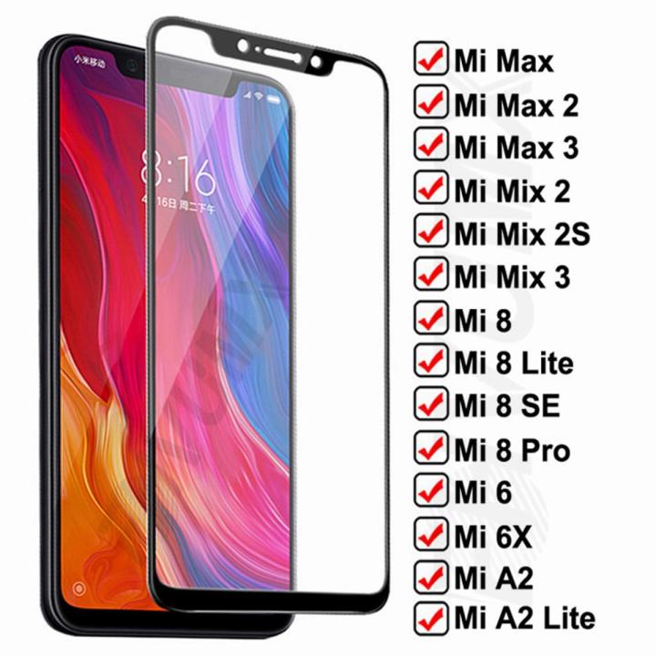 （For Mi 6X）9D Full Cover Tempered Glass For Xiaomi Mi 6 6X Max 2 3 Screen Protector On the Mi 8 SE A2 Lite Mix 2 2S 3 Protective Glass Film