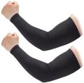 1 Pair Sun Protection Compression Arm Sleeves for Men/Women/Students - Skin Cancer Foundation Arm Sleeves - Tattoo Cover Up - Cooling Sports Sleeve for Basketball Golf Football (Black). 