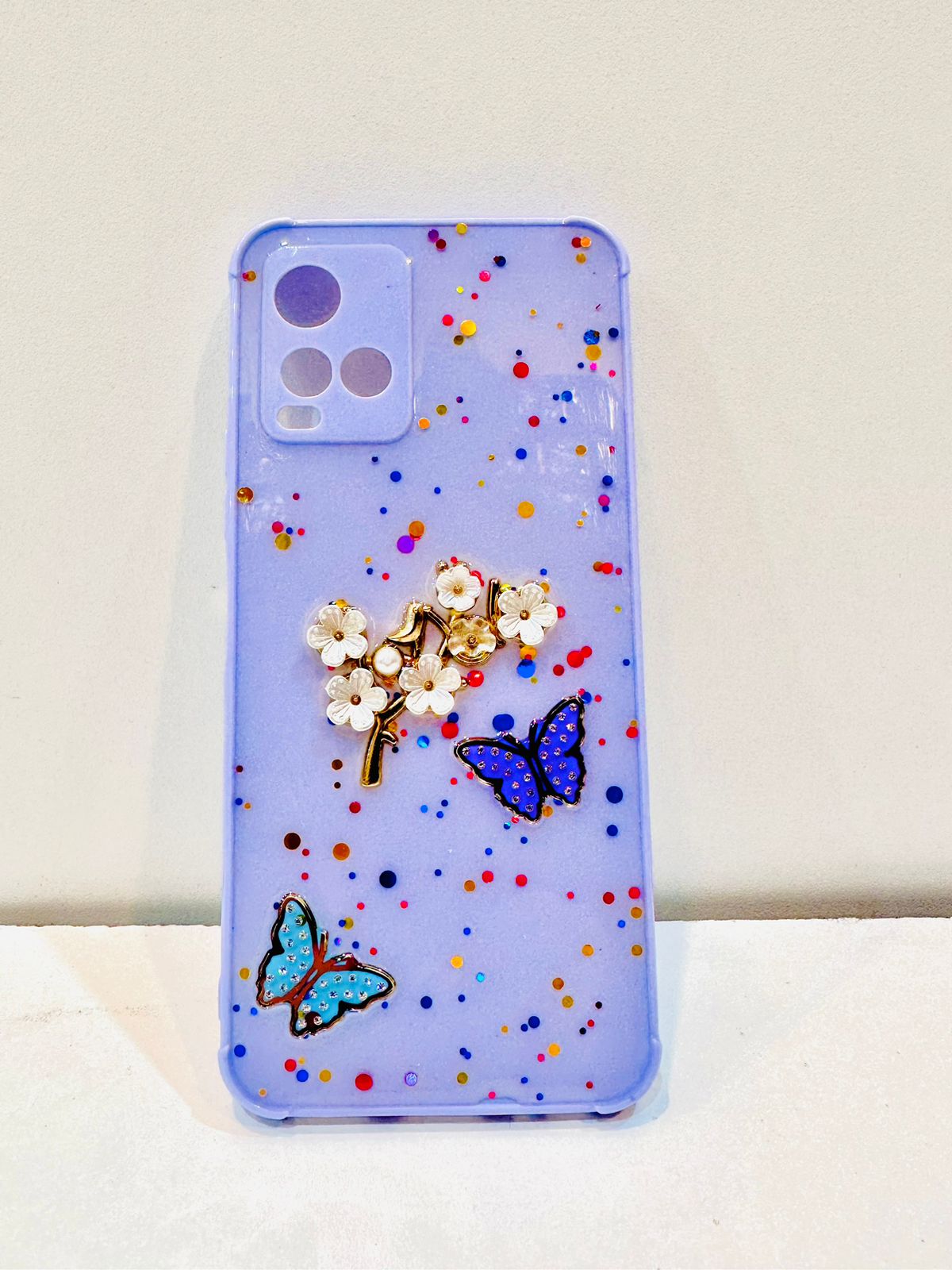 Lahore Mobile Case Fancy Flower Butterfly Back Cover for VIVO Y21T Y33s Y21 Y21A, Liquid Silicone Case with Precise Cutouts, Soft Grip, 9 Color Options 2