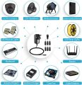 EFISH Power Supply Adapter 12V 1A 12W,Power Plug for 12V Home Appliances+7Plugs Black. 