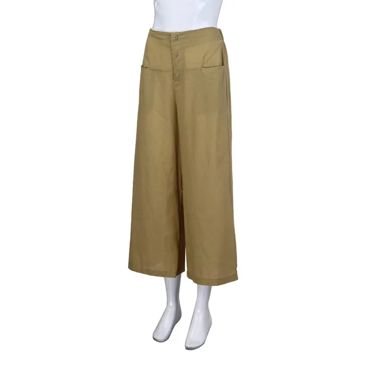 Women%20Palazzo%20High%20Waist%20Wide%20Leg%20Culottes%20Cotton%20Linen%20Trousers%20Loose%20Pants%20PA173%20-%20Image%203