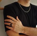 Buy Mens Square Black Stone Ring, Mens Silver Black Geometric Ring Mens Fashion, Rectangular Party Ring For Mens.. 