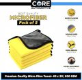 Microfiber Cloth Pack of 5 - Car Cleaning and polishing Towel 700Gm 40x30cm. 