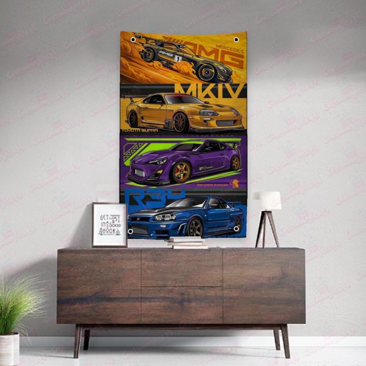 Super Cars Tapestry for Automobile Enthusiast Wall Decor Supra, GTR ...