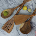 SK 4 Piece Fancy Wooden Cooking Spoons Set for Non-Stick Cookware. 