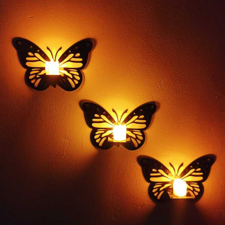Decorative Butterfly Wall Shelf, Decoration Candlestick, Wall Decor Ideas, Wooden Wall Shelves
