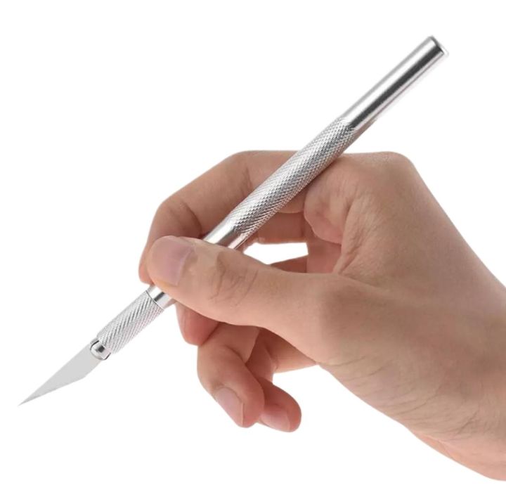 Pen Type Paper Cutter Precision Cutter for Artists pen knife knives Metal Precision Paper Cutting Cutter Art Tool For Craft Set Model Making Carving Scoring Pen Type With 6 Blades For DIY Creator