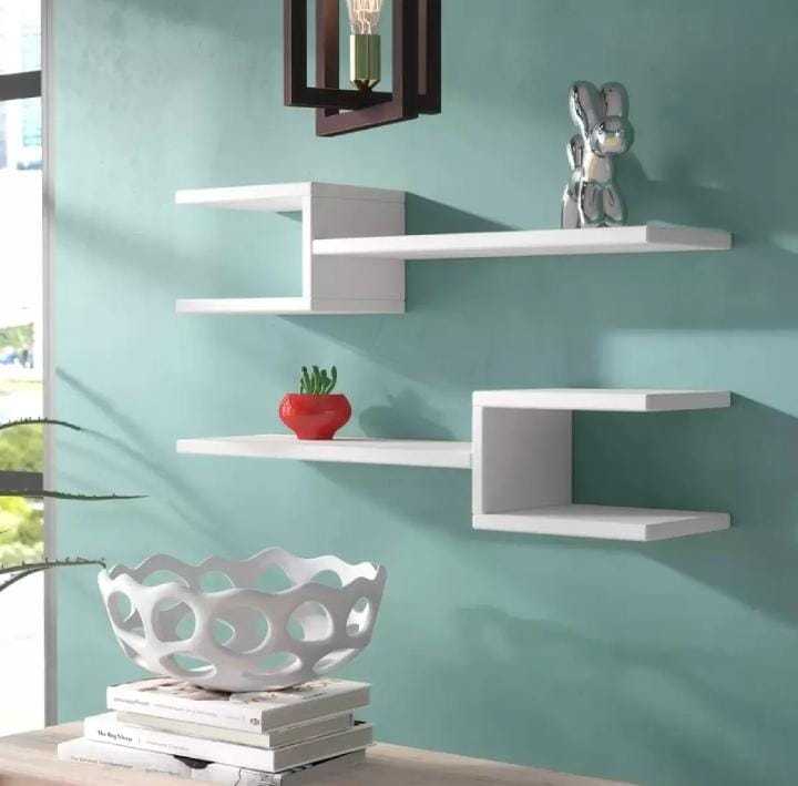 BM MART Wall Floating Shelves 2 Piece Set , Wall mount Shelves for Office ,home use .Wall Decor,MDF, for Living Room, Kitchen, Hallway, Bedroom, Bathroom, White