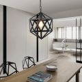 Modern Hexagram Metal Cage Pendant / Ceiling Light in Black Metal Finish Light Hanging Lamp kitchen / dining / Cafe / hallway / bedroom / restaurant / living room / club.. 