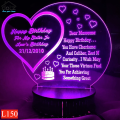 Dotz Brand 3d Birthday illusion Lamp, 3d Light Lamp, Decorating Item, Lamps for Bedroom, Customised Gifts, Lamp, Gifts for Girls, Table Lamp.. 