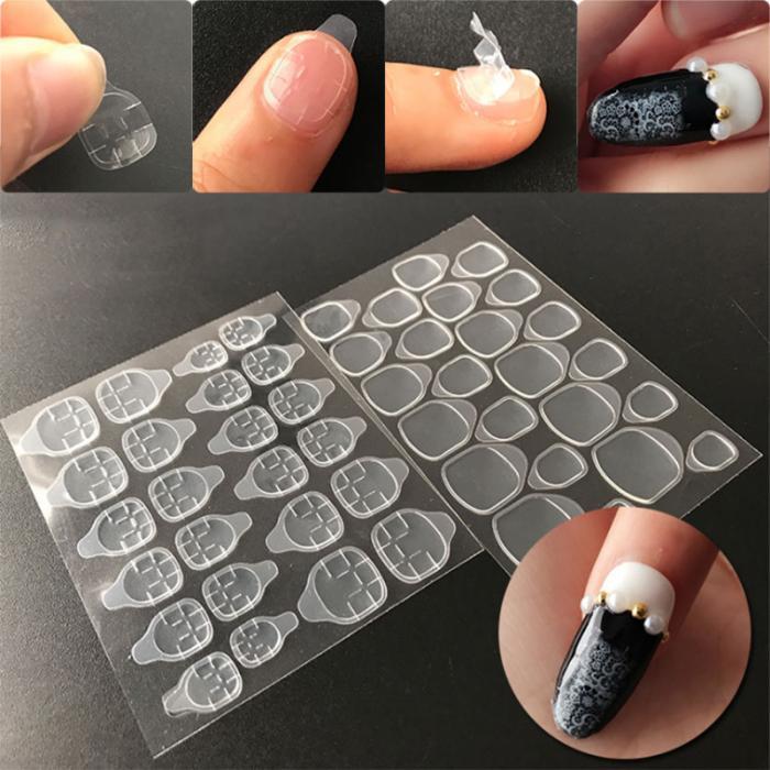 3 Sheets/72 PCS Nail Glue Sheets Double Sided Adhesive Tape Nail