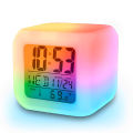 Dice Shape LED Lighting Color Changing Digital Table Clock Multi-Functional. 