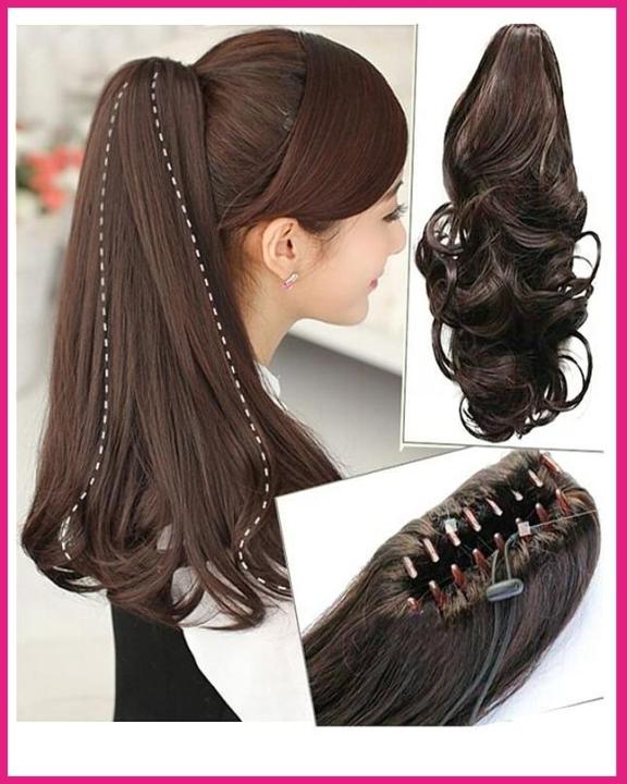 Long Thick Wave Hair Extension  With Clip ON Bendable Claw Clip Updo Style Catcher Wali Extension