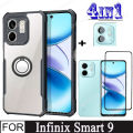 Infinix Smart 9 Shockproof Phone Case for Infinix Smart 8 7 Hot 50 40i 4 in 1 Camera Lens Glass Screen Protector and Mobile phone holder. 