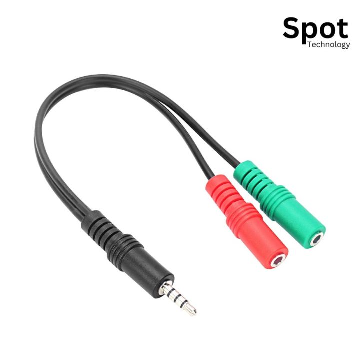 Spot - Audio Adapter Cable 3.5 Jack 4 Pin Male to 2 x Jack 3.5 3 Pin Female 3.5mm Headphone Mic Audio Y Splitter Cable 1 Female to Dual Male Black 20cm