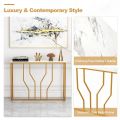 Gold Console Table, 40” Modern Narrow Entryway Table with Marble effect MDF Sheet Tabletop, Metal Frame, Long Couch Table, Behind Sofa Table. 