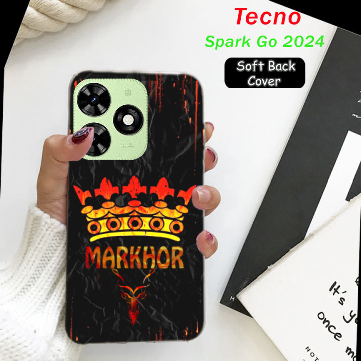 Tecno Spark Go 2024 Back Cover Black - Markhor Style Mobile Back Cover Pouch - Airbag Case Anti Shockproof Phone Case
