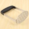 Stainless Steel Potato Masher with Broad and Ergonomic Horizontal Handle – Fine-grid Mashing Plate for Smooth Mashed Potatoes, Vegetables and Fruits. 