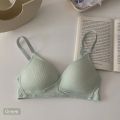 Seamless bra small chest gathered wireless bra soft bra thin bra comfortable bra simple bra push up bra girl bra. 