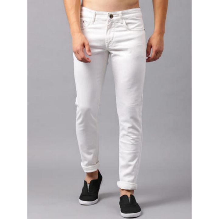 Slim Fit White Denim Pant