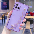 For Vivo Y21 Back Cover with Love Heart Chain Wrist Strap Fashion Bracelet Shiny Plating Bumper Protective Case Silicone Shockproof Mobile Phone Cases. 