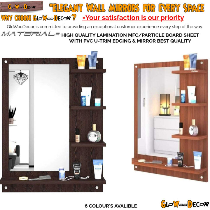 Wall mirror shelf , smart wall mirror , mirror , decor , furniture  , dressing, wood wall mirror,DECENT WOODEN DRESSER WALL MOUNT BEDROOM,Febulous Wall Mirror With Shelf,decorative mirrors,glowoodecor, GloWooDecor,bedroom mirrors,entryway mirrors, luxury