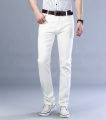 Pants for men in White color Cotton Jeans Material Slim Fit pants. 