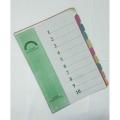 Office file Separators  10 Card Dividers  Size: 22.5 x 29.7cm A4, Multicolor. 