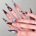 Horror Manga Gothic Style Nails Black White Anime Nail Art Press on Nails Nail Accessories Popular False Nails Nail Tips. 
