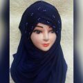 Navy Blue Ready to Wear With Nakab Hijab. 