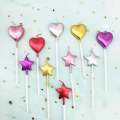 Pack of 4 Star's and heart's Shape Candle's For Birthday Cake, Birthday Cake Candle's, Anniversary Cake candle's. 