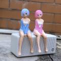 14CM Rem Ram Figure Anime Re:Life In A Different World From Zero Ram Rem Sit Down PVC Collection Action Figure Model Toys Dolls. 