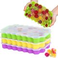 Silicone Ice cube Tray with plastic lid Easy Push Pop Out Square Silicon Ice Cubes Tray Honeycomb. 