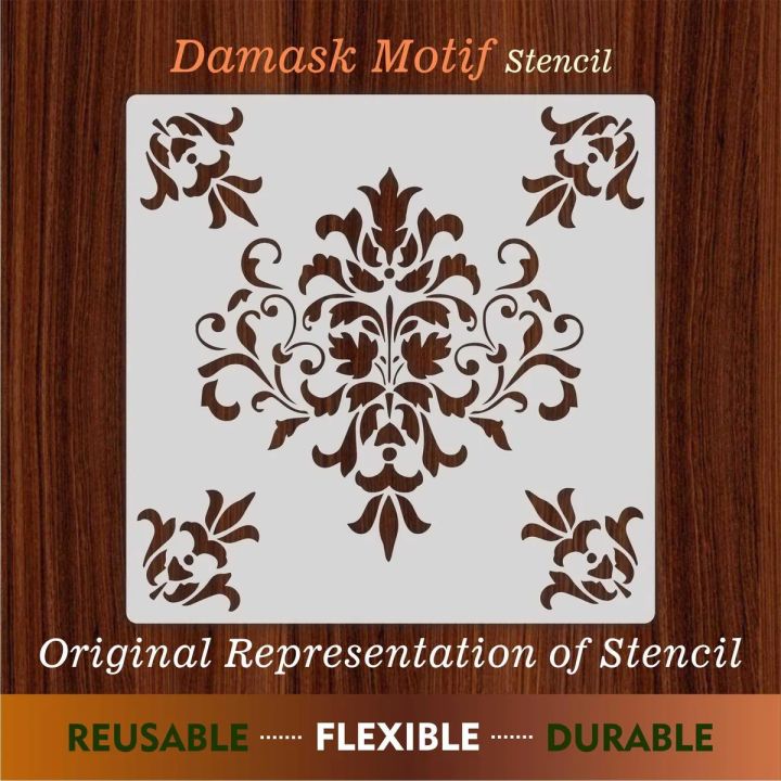 Damask Motif Reusable Stencil for Canvas and wall painting.ID#152 ...