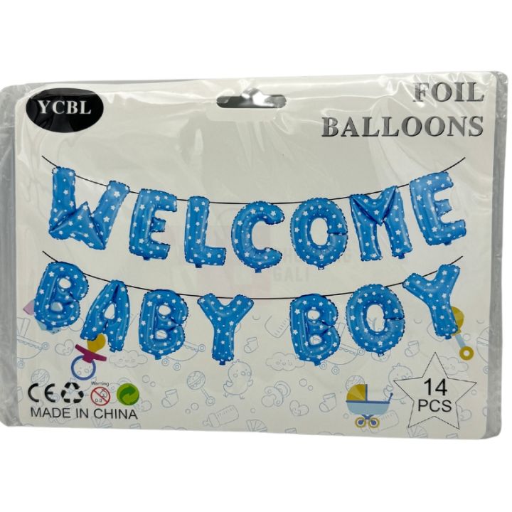 WELCOME BABY BOY FOIL BALLOON SET - PACK OF 14 FOIL BALLOONS - BLUE COLOR FOIL BALLOONS - 16 INCH SIZE FOIL BALLOONS