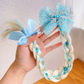 Disney Kawaii Frozen Children's Hair Clip Ponytail Cute Bow Braid Hair Elsa Princess Headdress Wig Braid Headband Holiday Gift. 